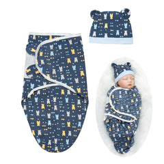 Babyfere blue bear blanket set for reborn dolls with ultra-soft cotton for cozy play.