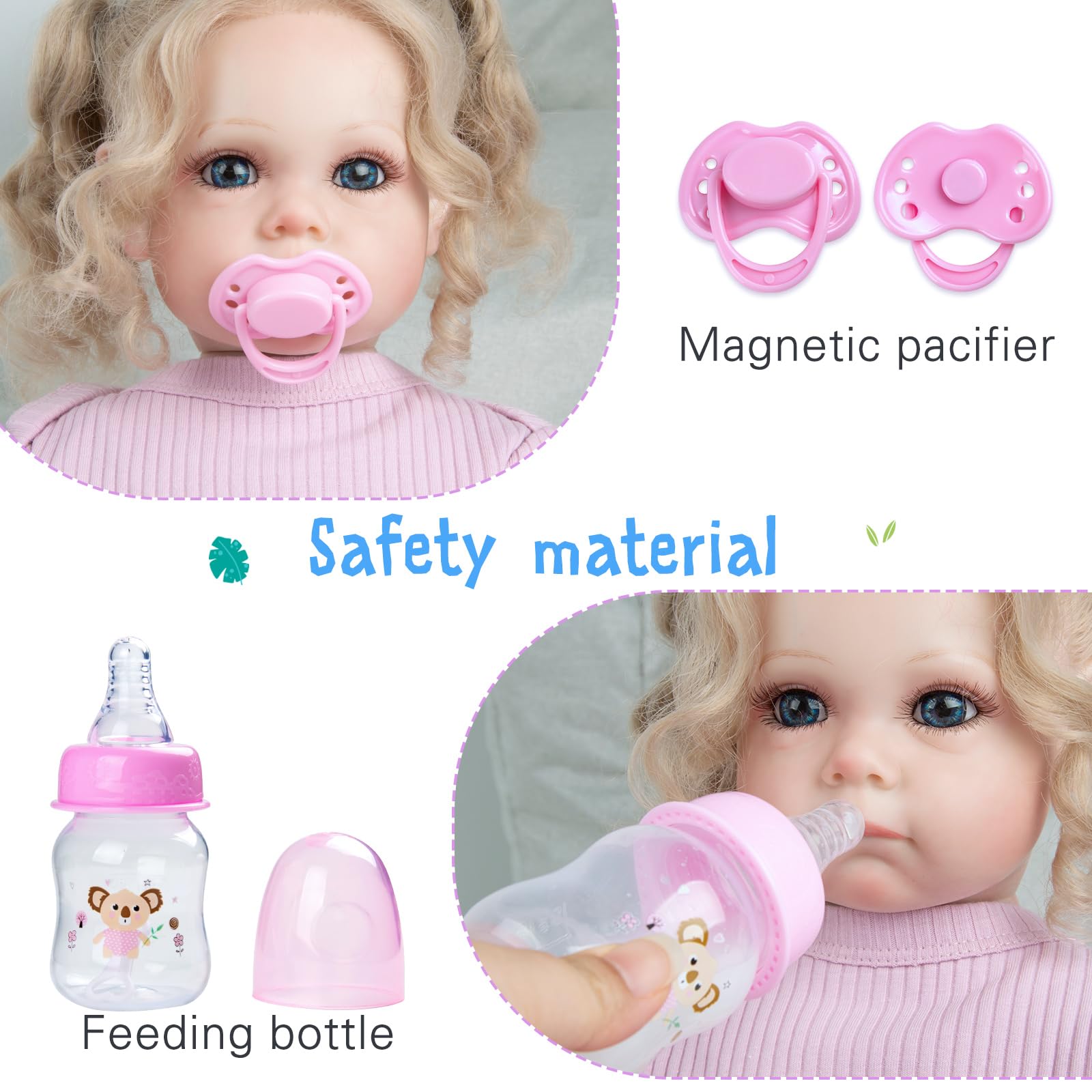 Babyfere doll mittens and hat prevent scratches and keep warmth during play.