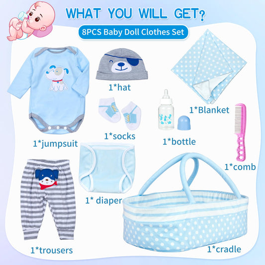 Babyfere reborn doll bottle with blue dog theme for realistic feeding play