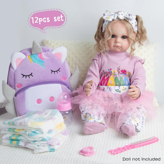Babyfere reborn doll clothes romper showcases soft pastel tones for adorable play.