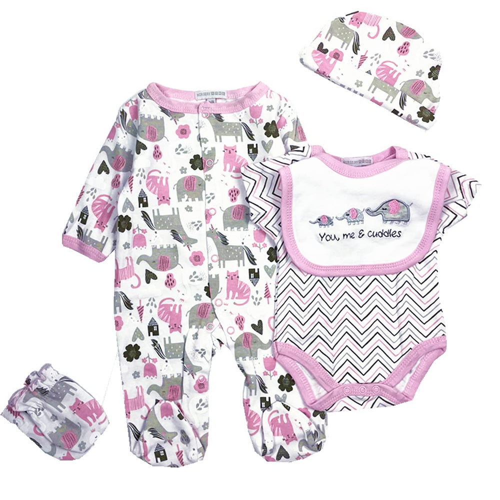 Babyfere reborn doll long-sleeve bodysuit with elephant print for 18-22 inch dolls
