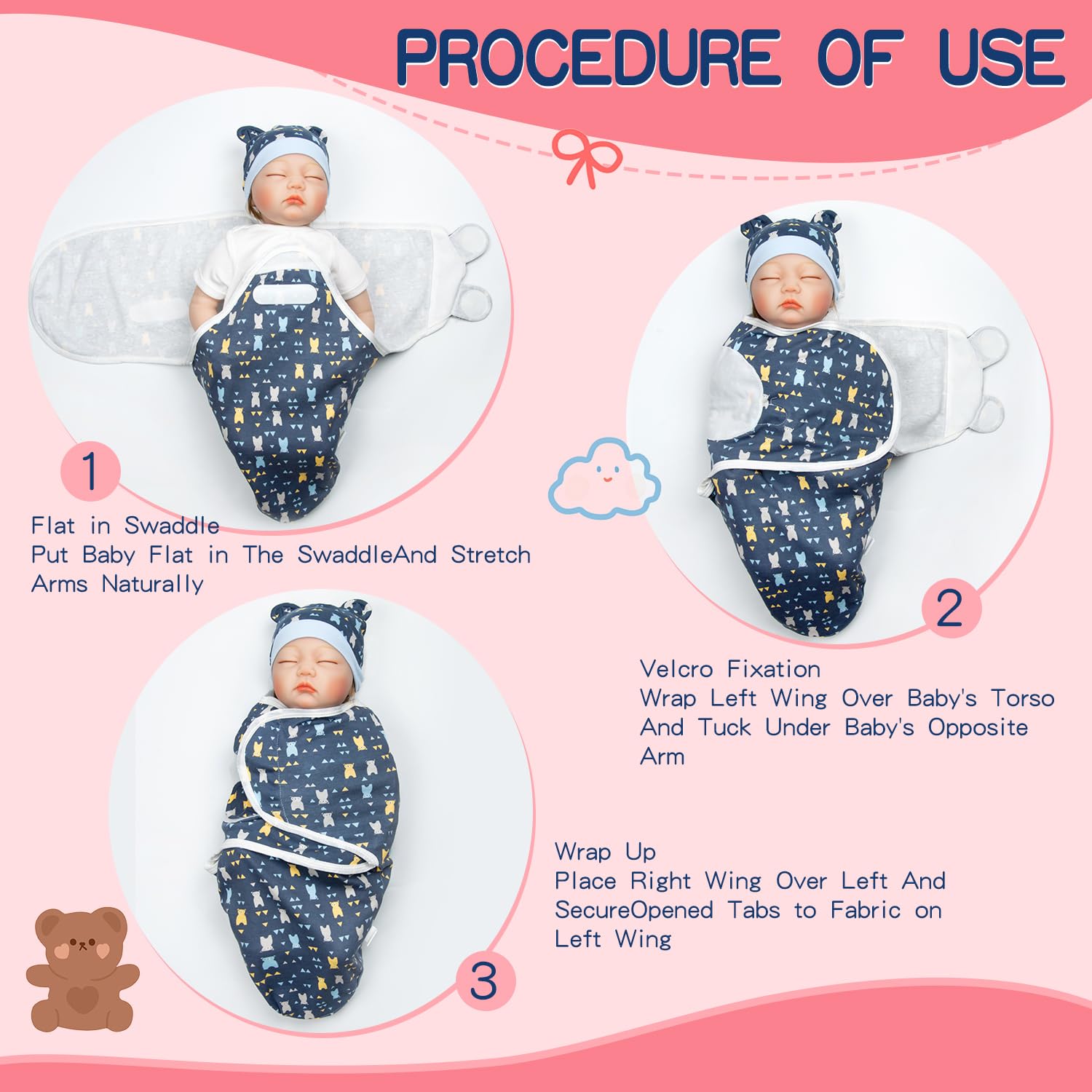 Babyfere soft cotton two-piece blanket for 17-22 inch dolls, ideal for cuddling.