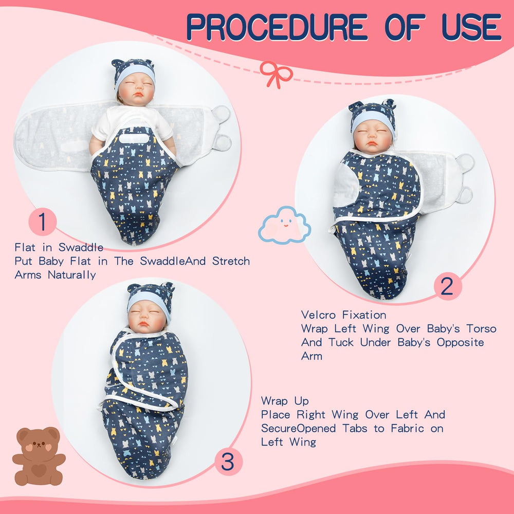 Babyfere soft cotton two-piece blanket for 17-22 inch dolls, ideal for cuddling.