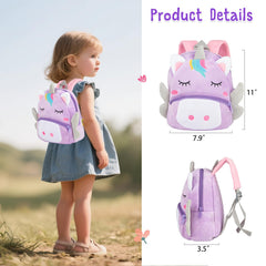 Babyfere unicorn backpack embroidery adds cute detail for premium look.