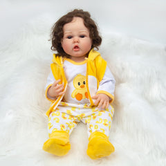 Babyfere yellow duck cap for reborn dolls, helps keep hair and head contained