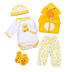 Babyfere yellow duck coat for reborn dolls, easy dress-up and play