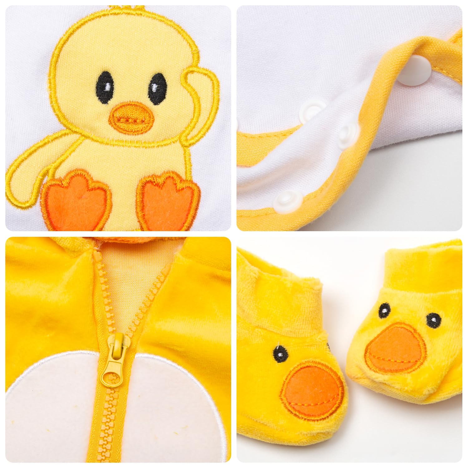 Babyfere yellow duck jumpsuit for reborn dolls, cozy fit for pretend dressing
