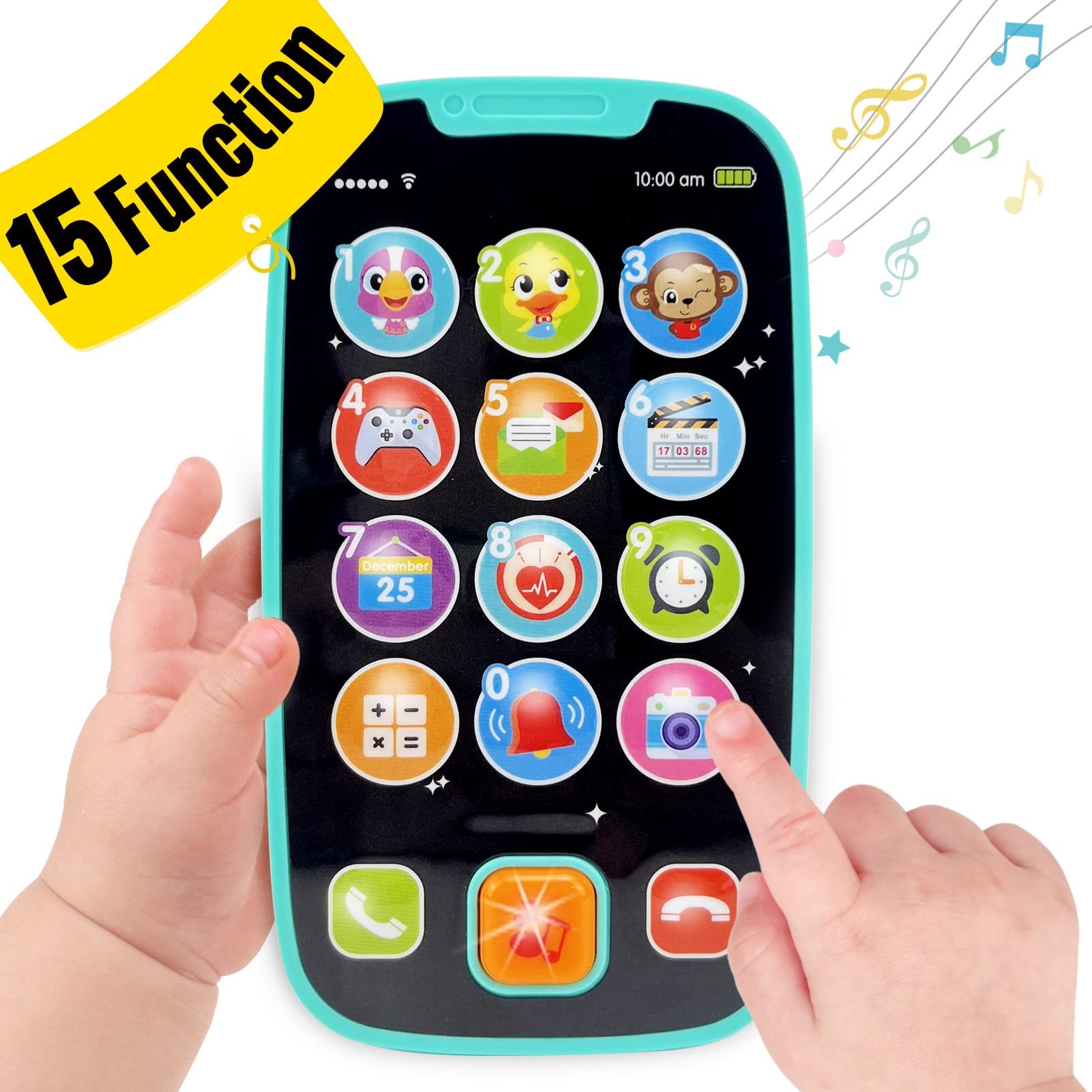 Babyfuny 15-buttons toy phone front view for safe engaging toddler learning
