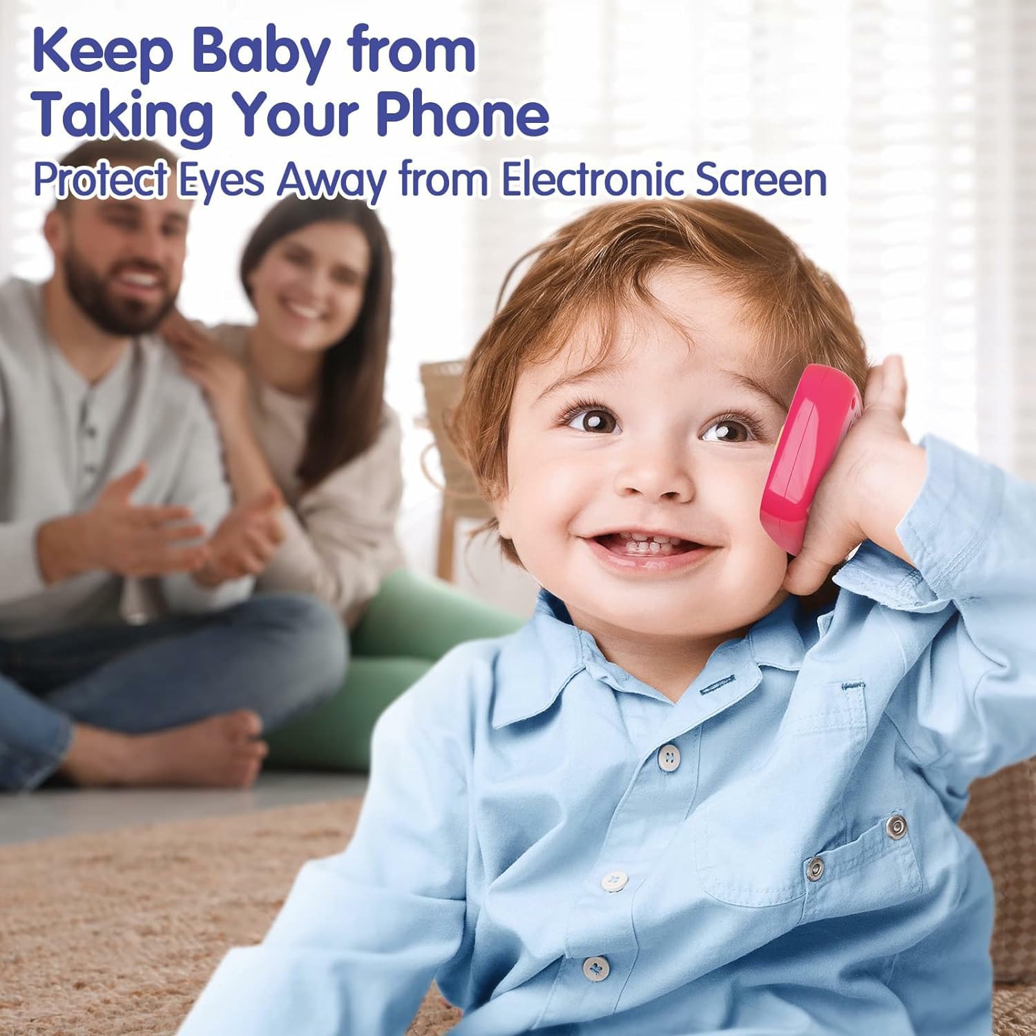 BABYFUNY toddler playing with phone to develop motor skills and exploration.