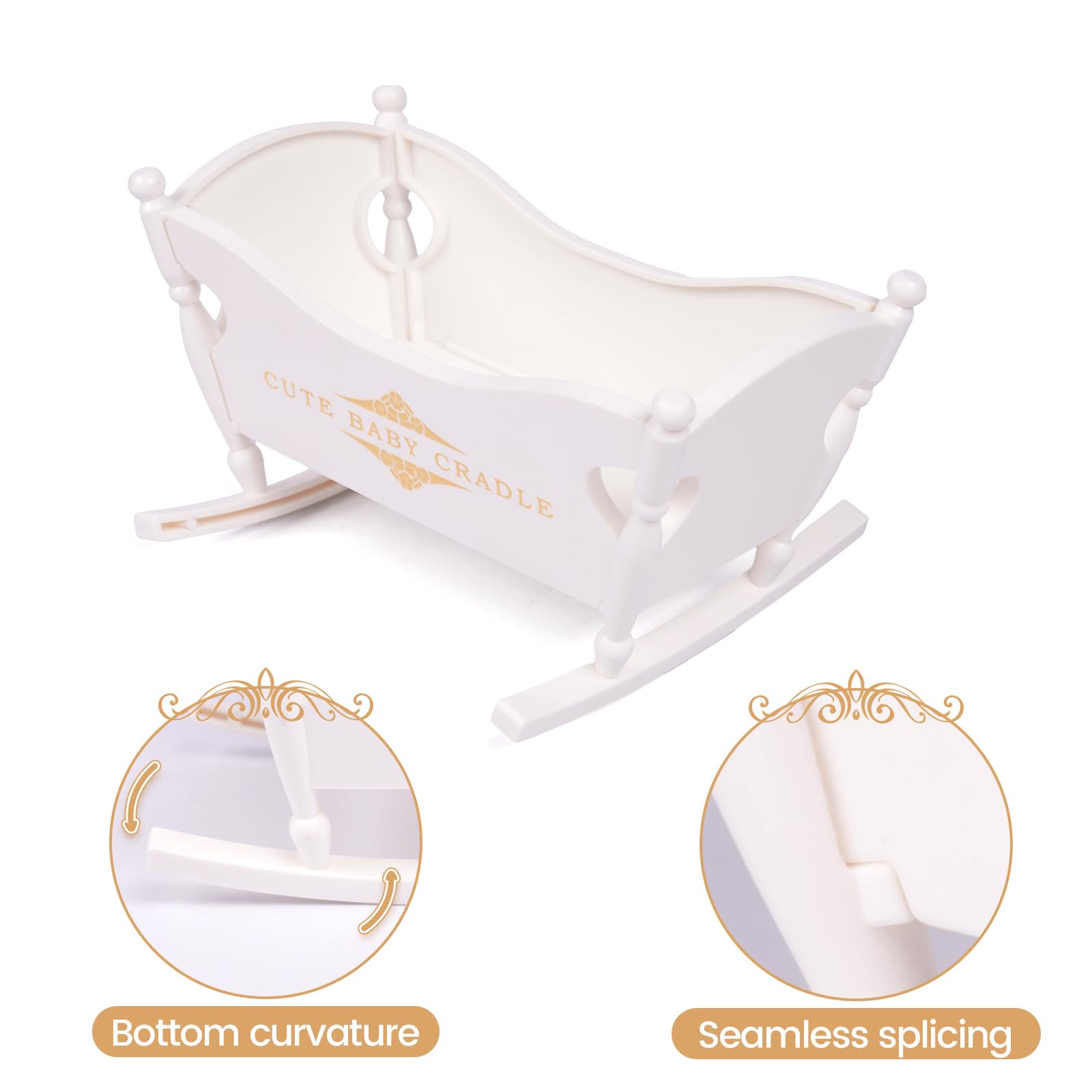 BABESIDE 3-inch baby doll crib complements compact dollhouse bedrooms.