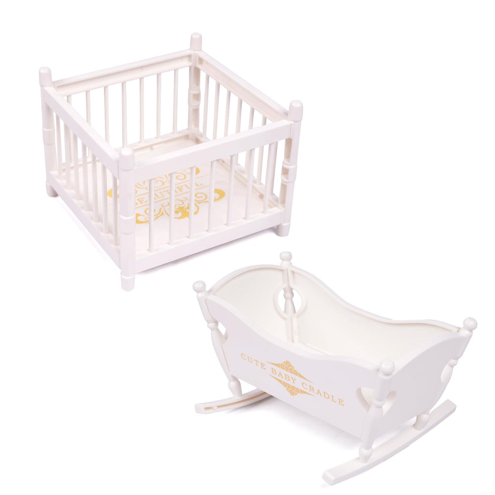 BABESIDE 3-inch baby doll playpen adds realism to the dollhouse nursery.
