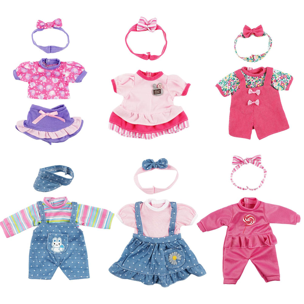 BABESIDE 6-set romper outfits for 10-15 inch dolls, easy mix-and-match playtime