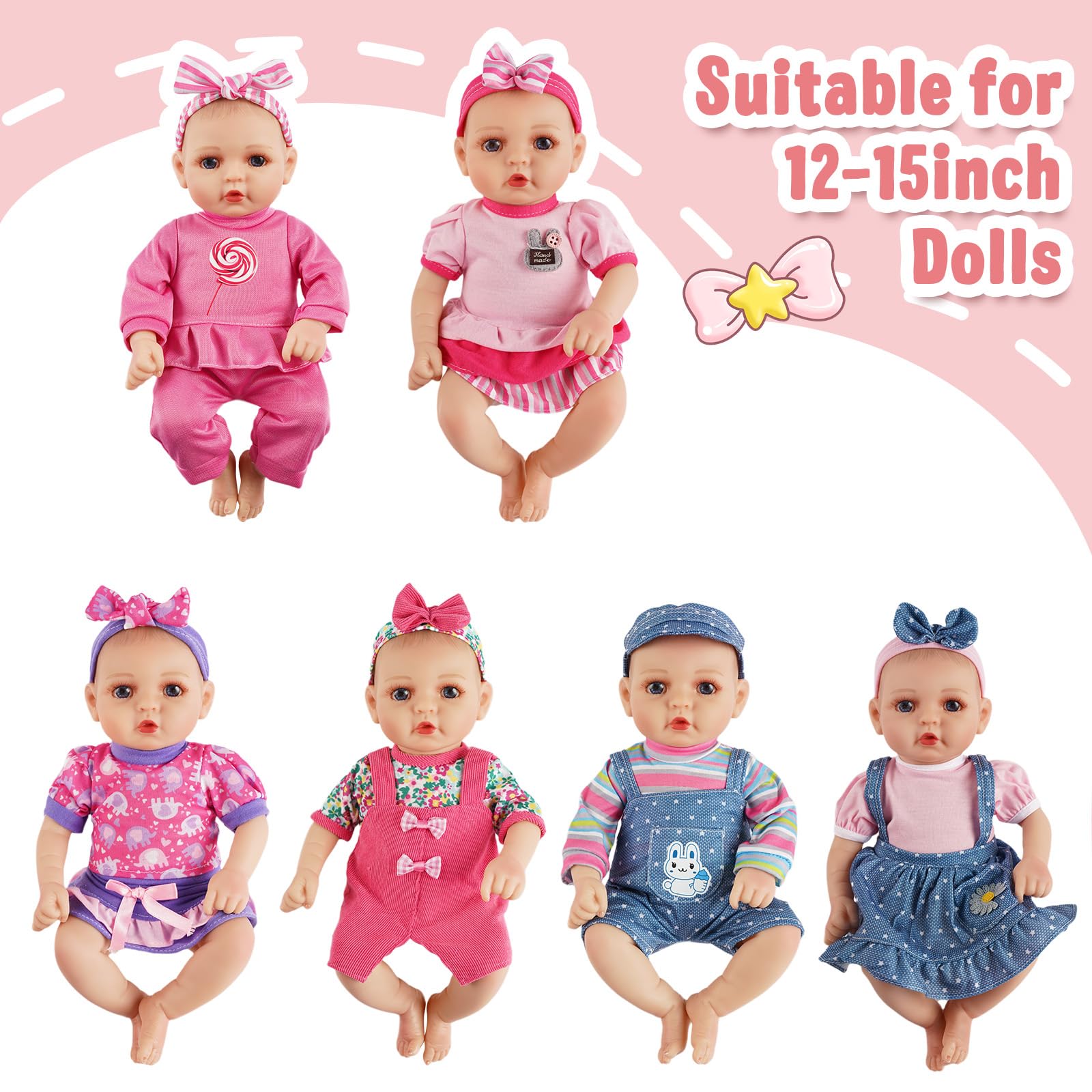 BABESIDE skirt set for 10-15 inch dolls, bright prints for imaginative dressing