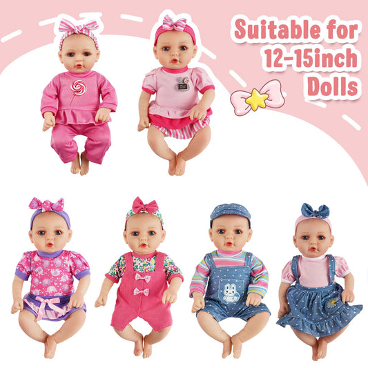 BABESIDE skirt set for 10-15 inch dolls, bright prints for imaginative dressing
