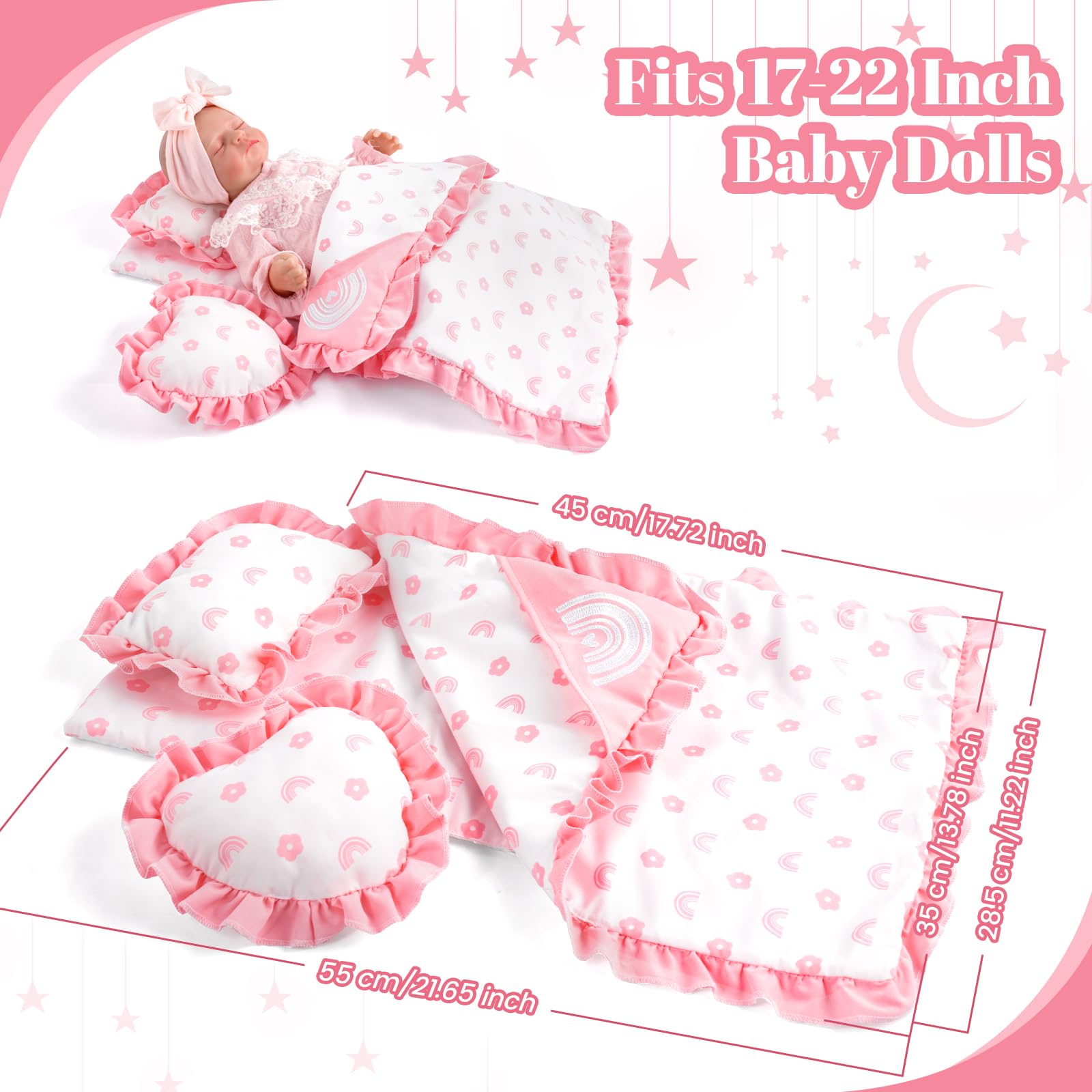 BABESIDE soft doll blanket for 17-22 inch dolls, gentle touch for lifelike scenes.