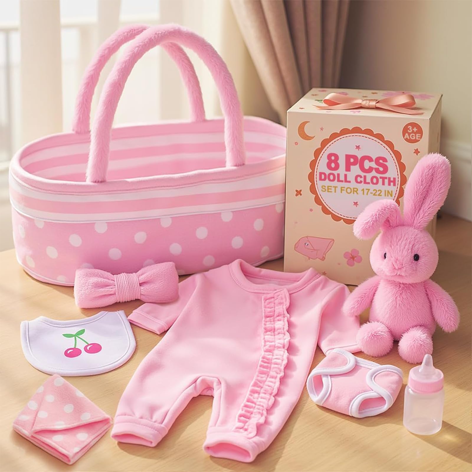 BABESIDE bassinet for 17-22 inch dolls offers portable play space.