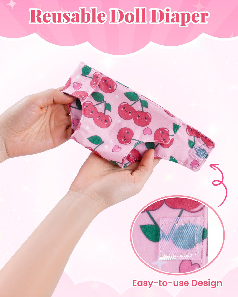 BABESIDE chick-pattern doll diaper with bright visuals to spark nurturing pretend care