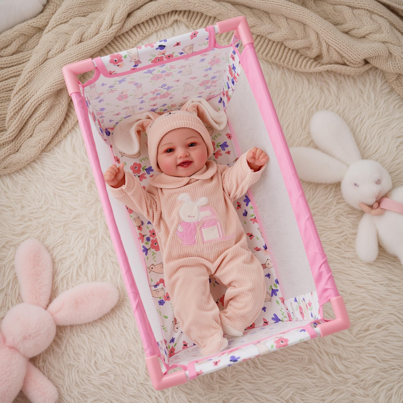 BABESIDE Portable doll bed ideal for travel to friends or grandparents.