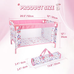 BABESIDE Doll bed with a sturdy metal base for durable play.