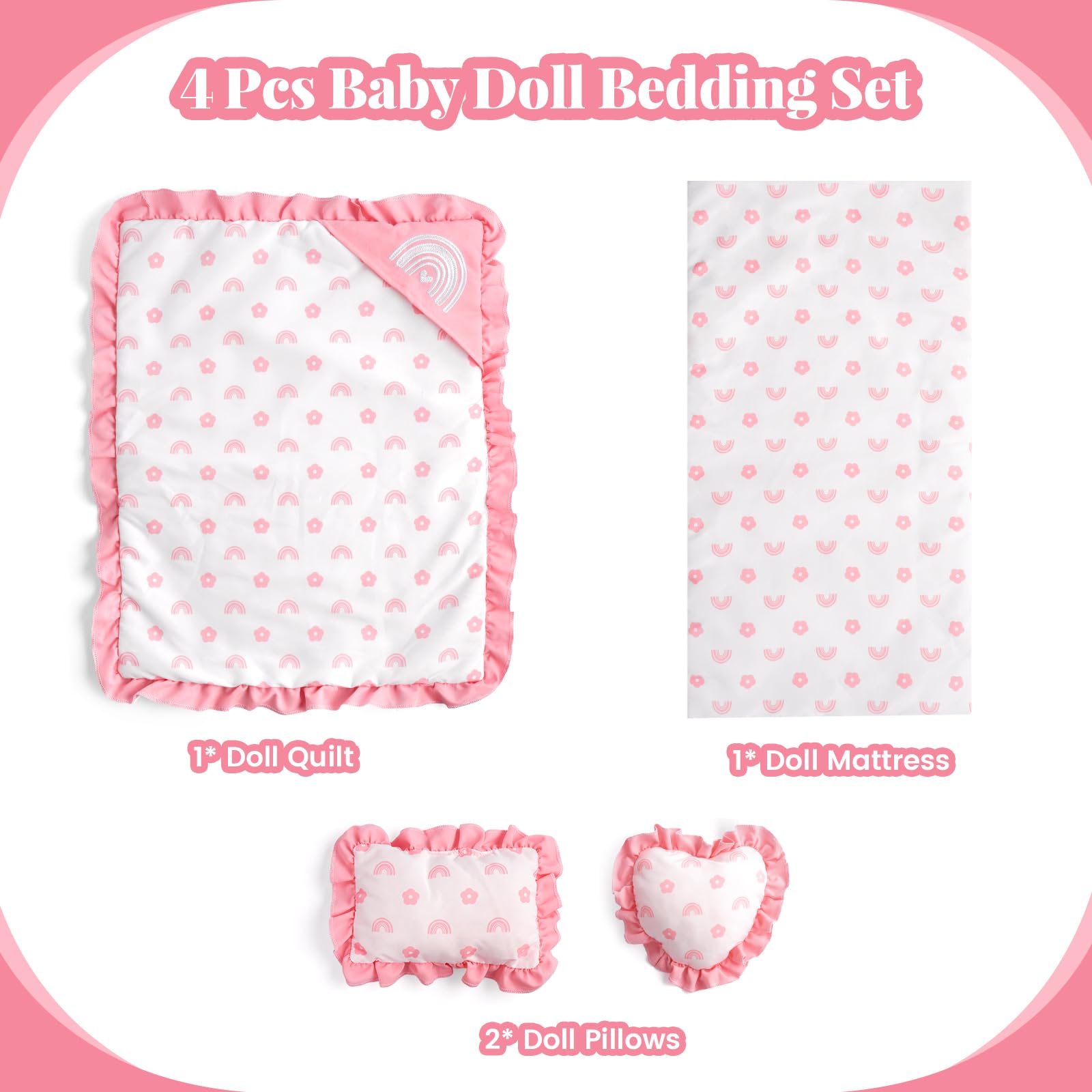 BABESIDE pillow set provides soft support for nap-ready doll care.