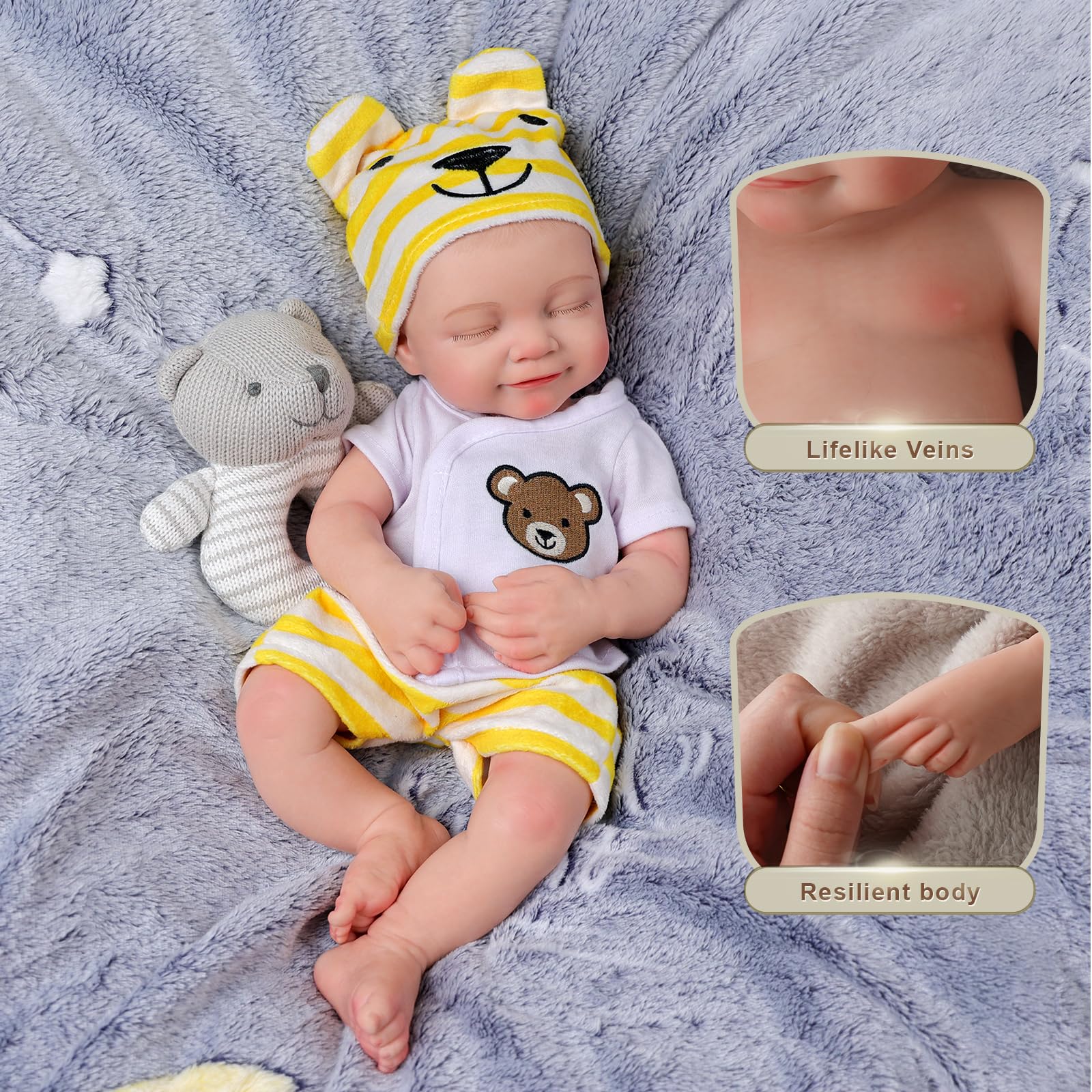 BABESIDE full platinum silicone body showcasing washable, cuddly realism.