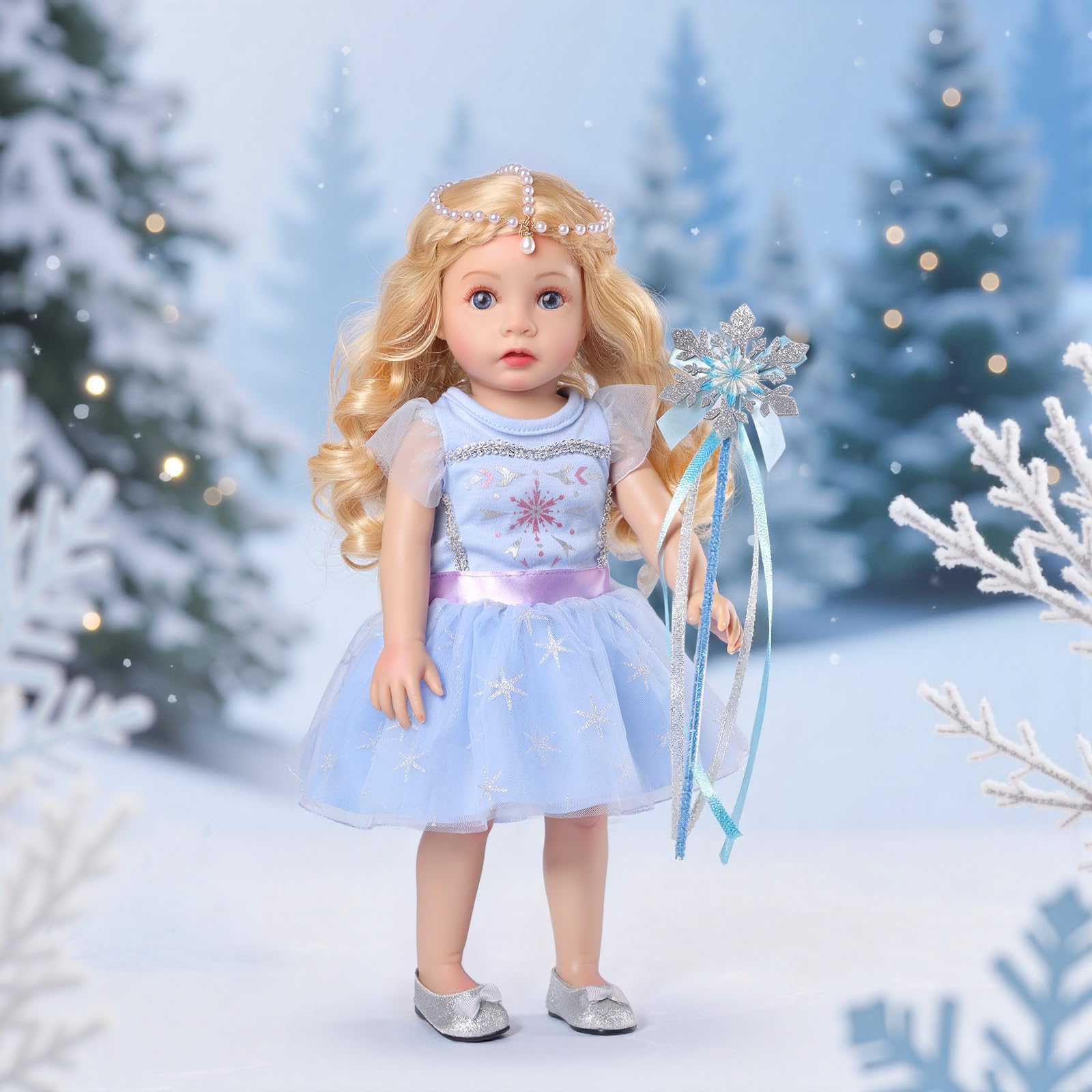 BABESIDE Daisy doll in ice-snow dress ready for imaginative dress-up adventures.