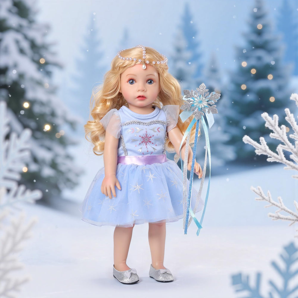 BABESIDE Daisy doll in ice-snow dress ready for imaginative dress-up adventures.