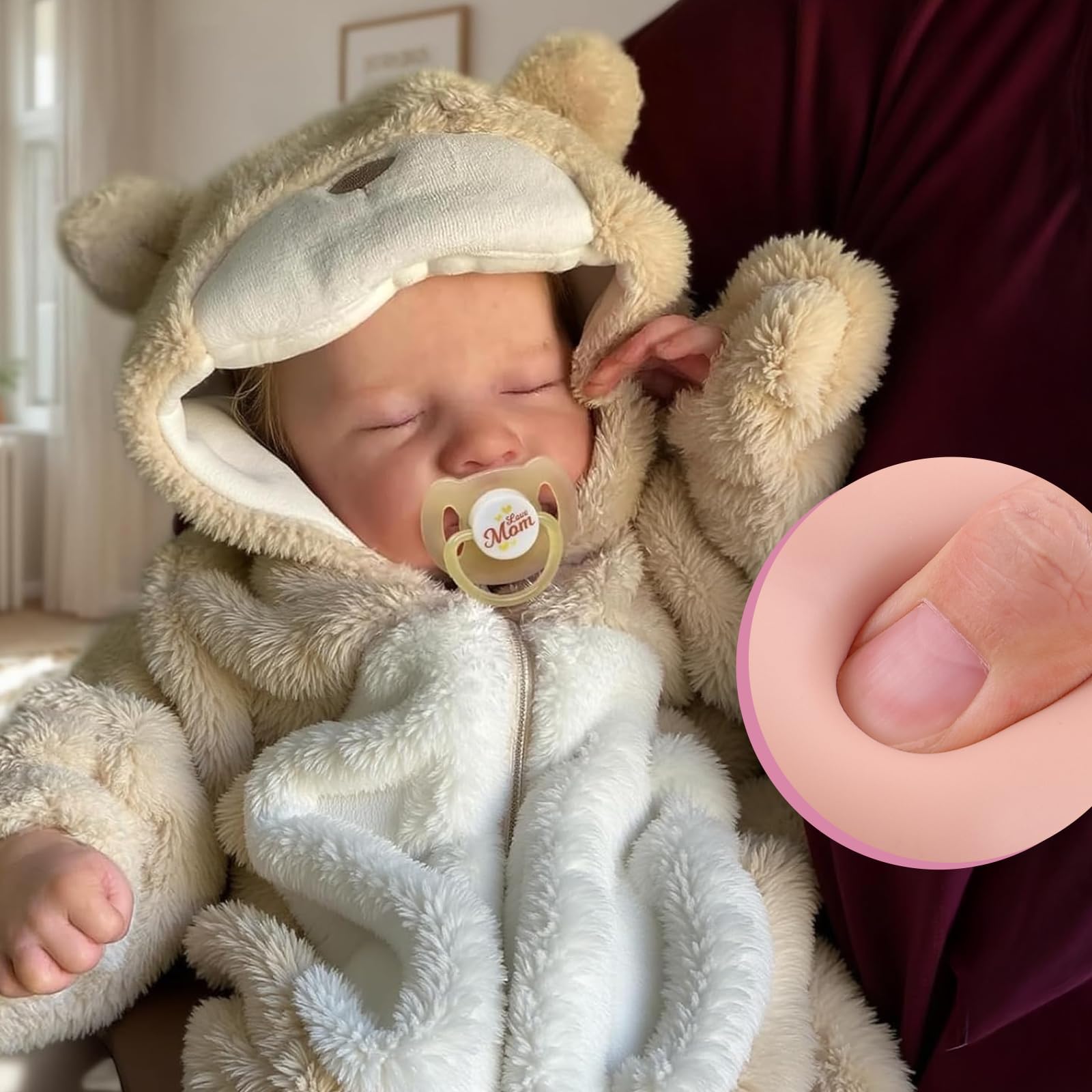 BABESIDE lifelike reborn boy doll sleeping pose for comforting pretend play.