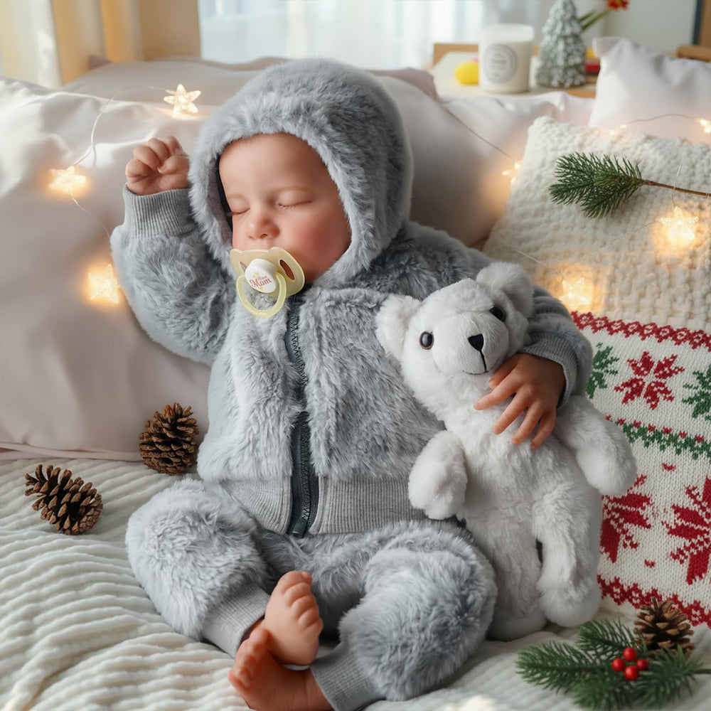 BABESIDE 17-inch newborn doll with soft vinyl body—easy to hold and cuddle.