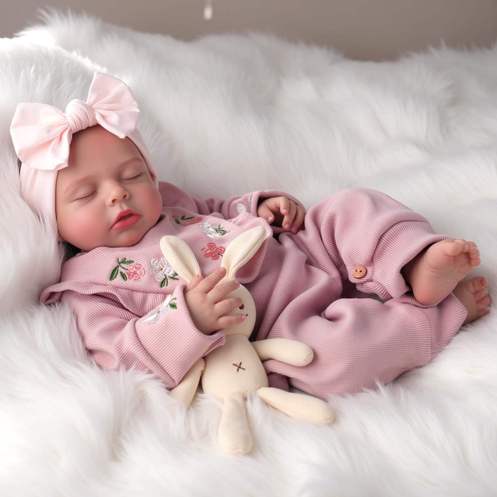 BABESIDE lifelike reborn baby doll sleeping face for gentle cuddling