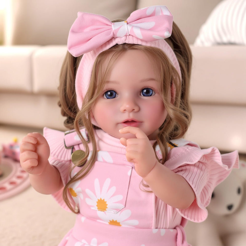 BABESIDE Reborn doll blue eyes engage during daily storytelling