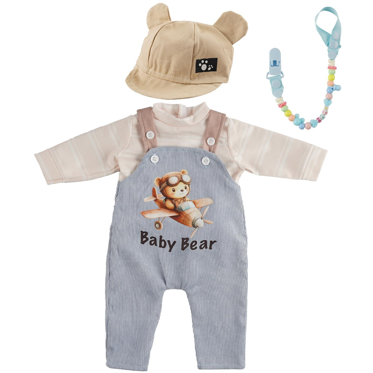 BABESIDE reborn doll clothes set with blue overalls and hat for lifelike styling