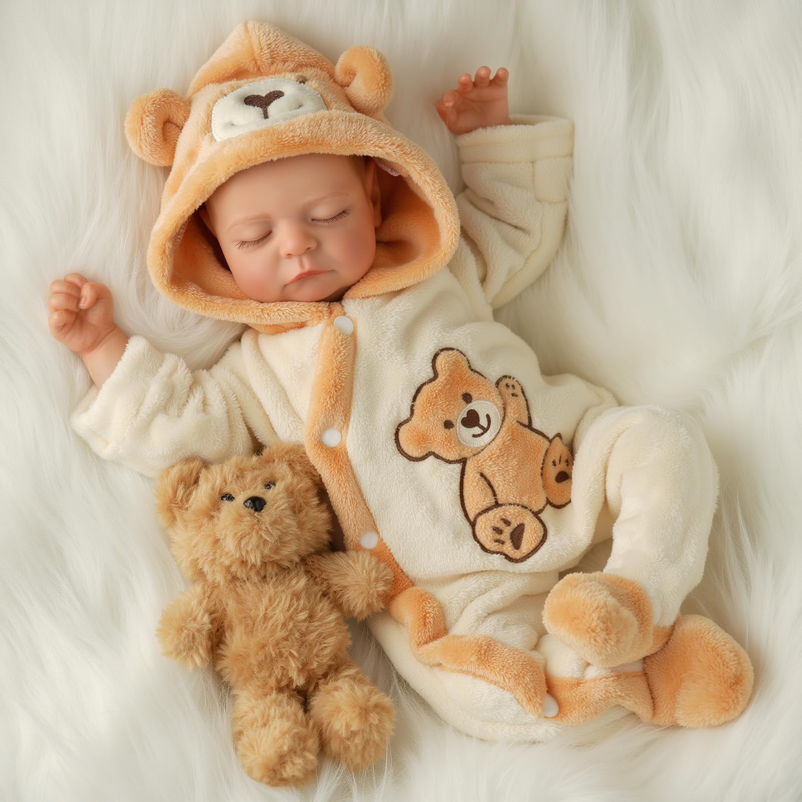 BABESIDE Reborn doll hand-painted hair and lashes add authentic charm.