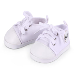 BABESIDE Reborn Doll Shoes in white canvas with laces for realistic play