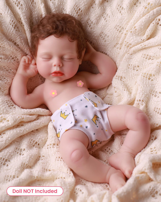 BABESIDE red-trim crown pattern doll diaper, soft material for comfortable pretend changes
