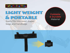 Easy installation of BabySwingSling on standard park swings in seconds.