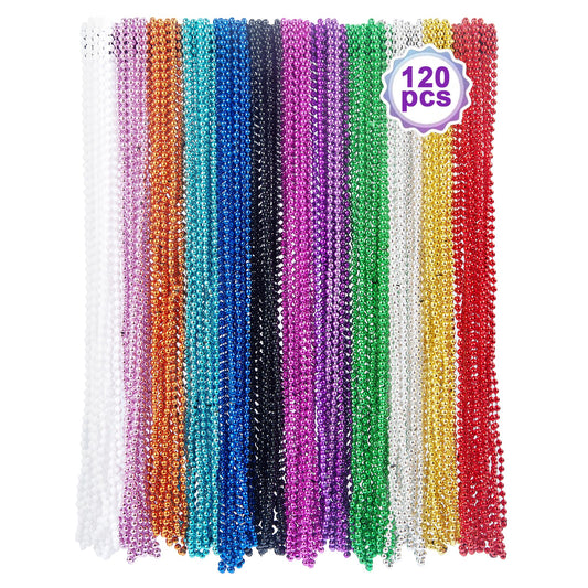 BACCZZY Mardi Gras beads necklace, 33 inches, 12-color set for festive looks