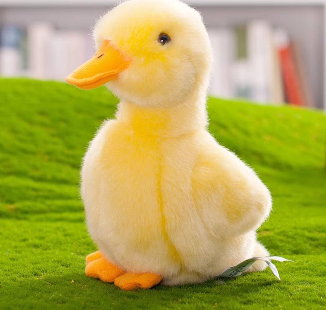 Backlood Toys 8-inch yellow duck plush front view, ultra-soft surface for hugs