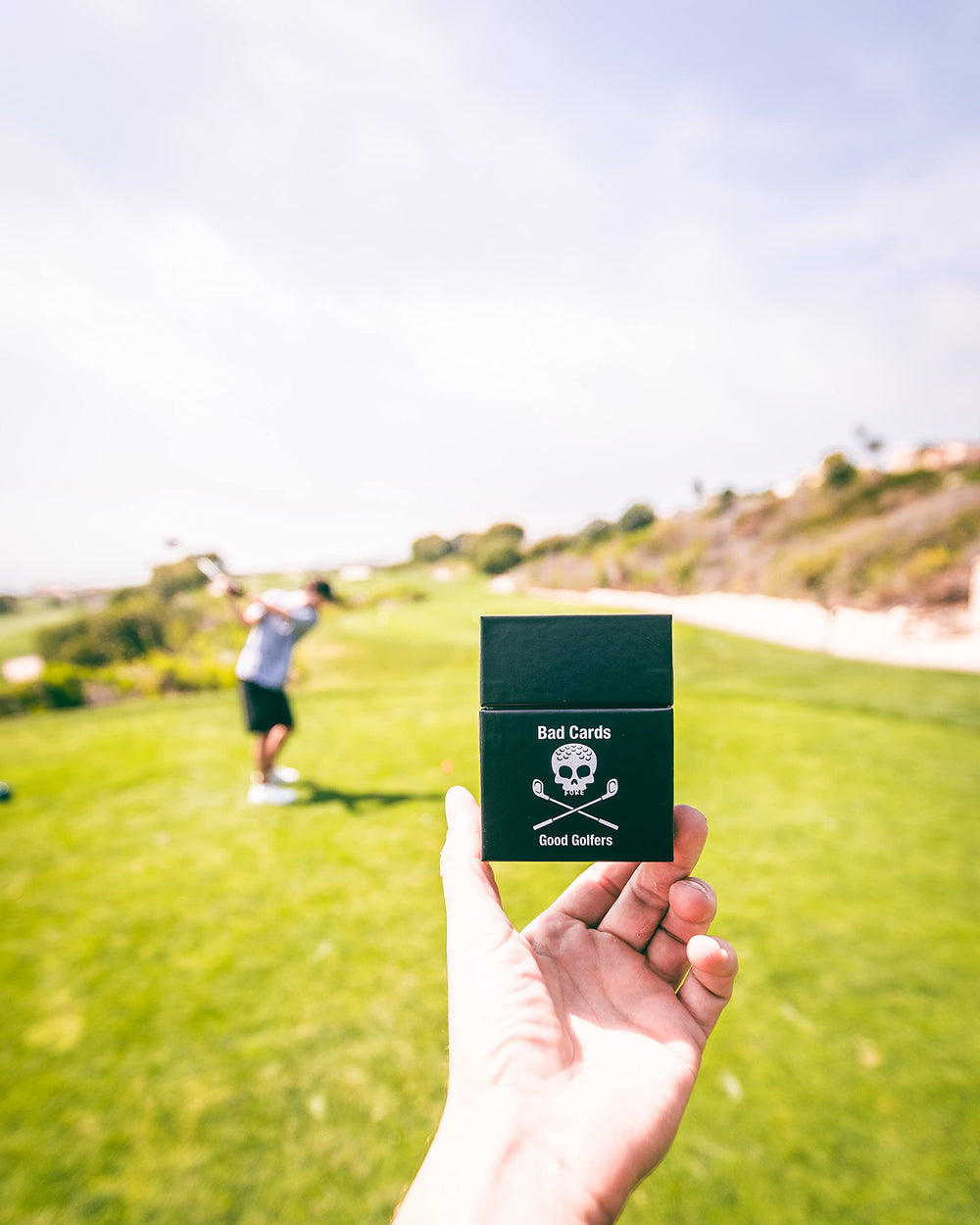 Bad Cards Fore Good Golfers card back design showcased for branding.