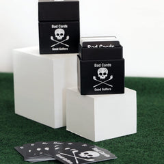 Bad Cards Fore Good Golfers card deck on table for group play and social fun.