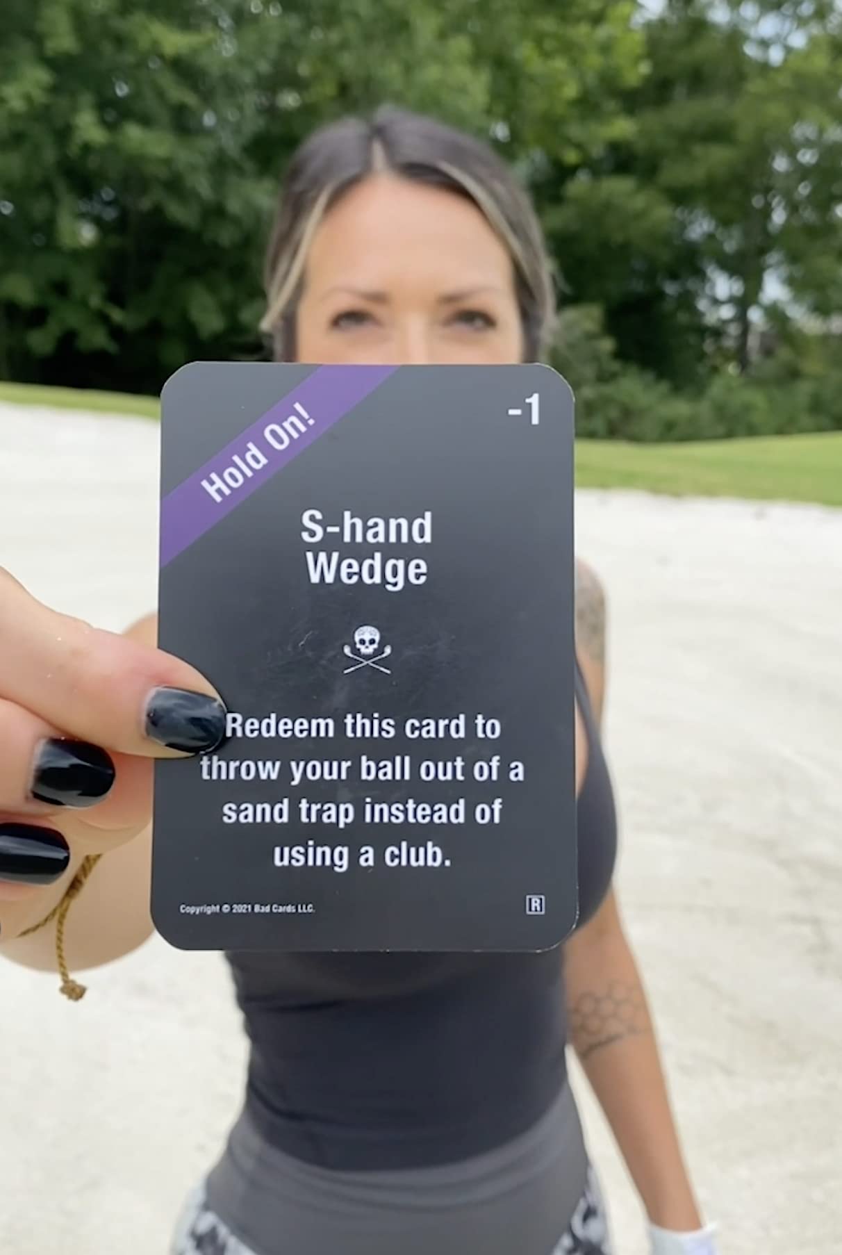 Bad Cards Fore Good Golfers deck spread during a golf trip with friends.