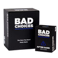 BAD CHOICES party game card pile highlights outrageous prompts for lively conversations
