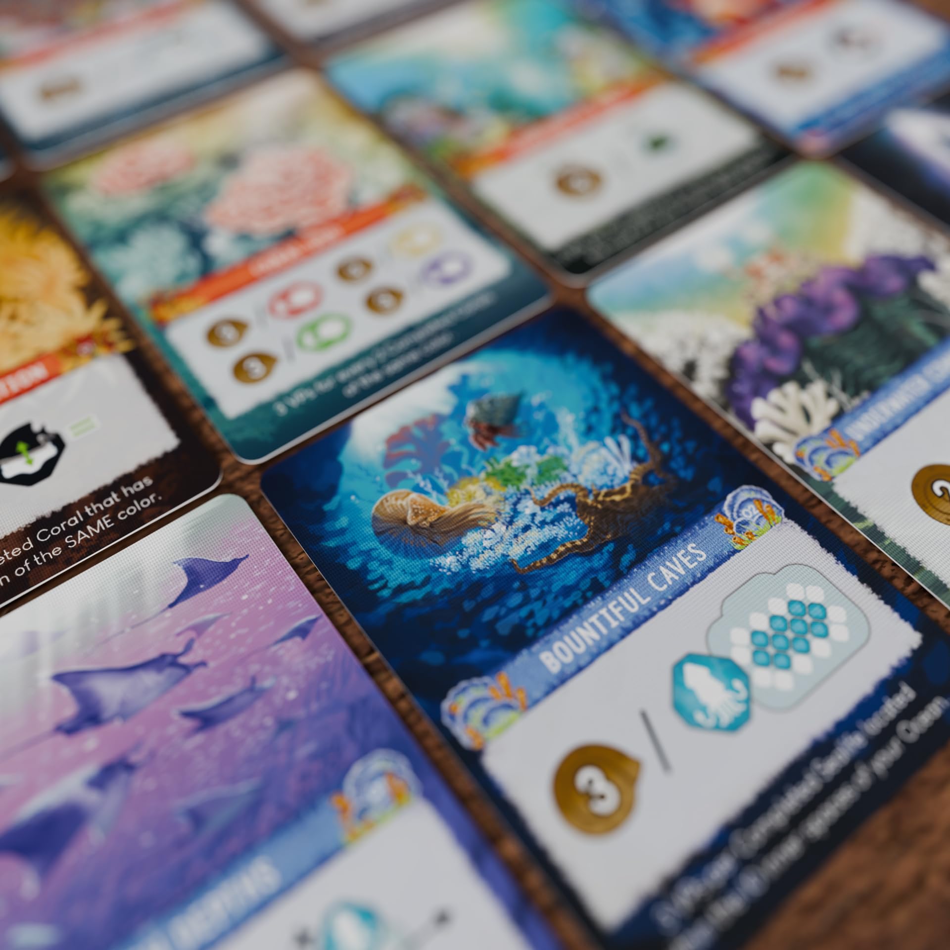 BAD COMET Shallow Sea ecosystem cards illustrate patterns for evolving reef goals.