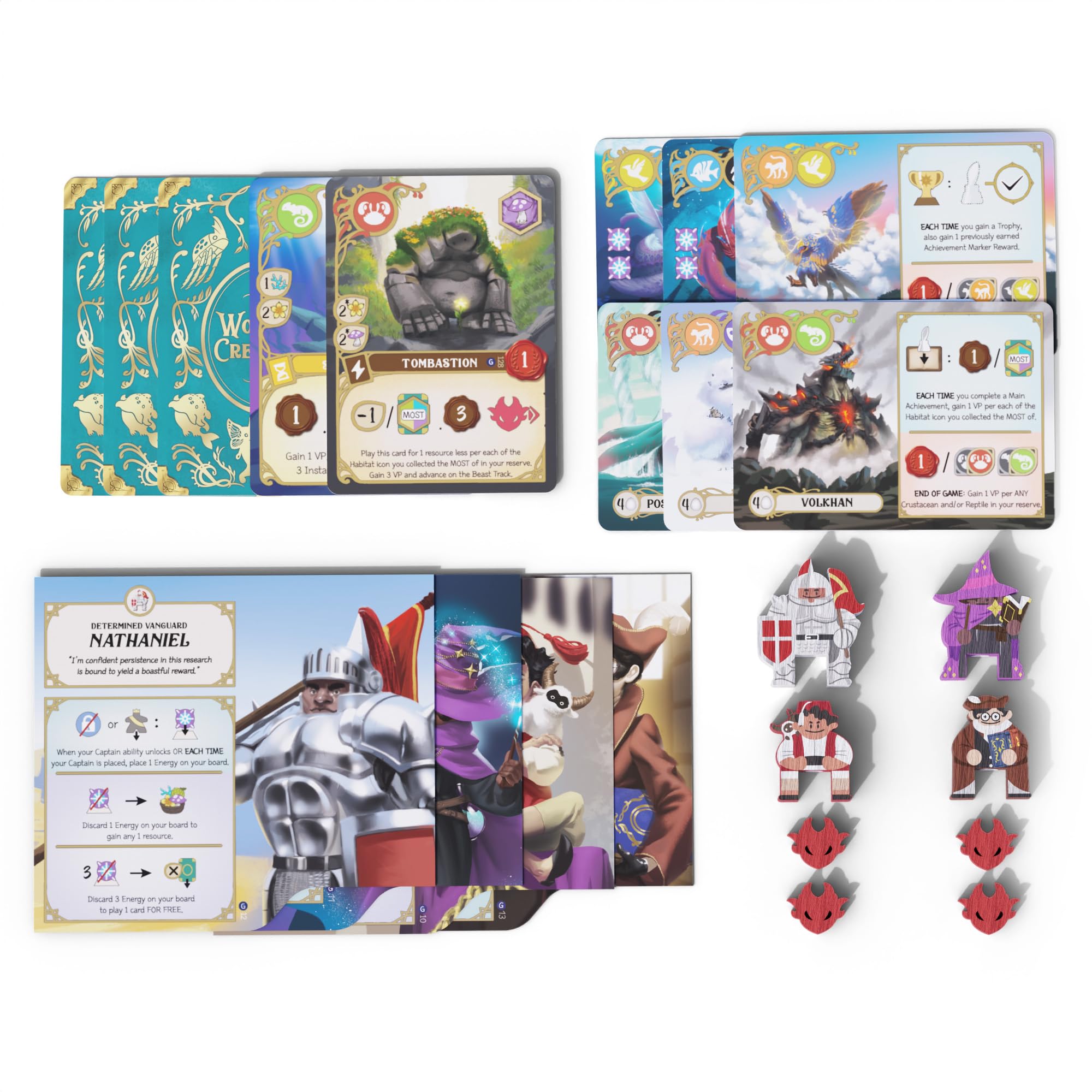 BAD COMET Wondrous Creatures components including eggs and habitat tiles for engaging gameplay.