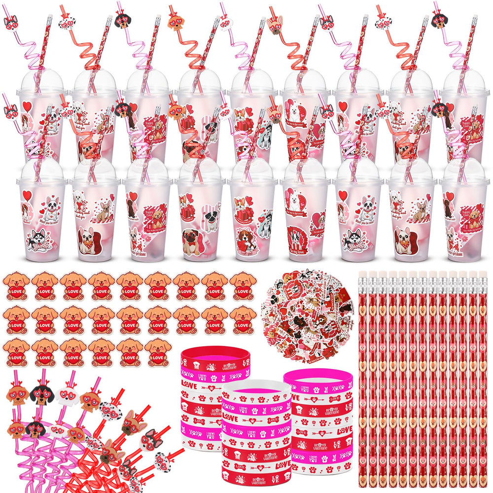 Baderke valentines dog-themed stationery collection for classroom prizes and party favors.
