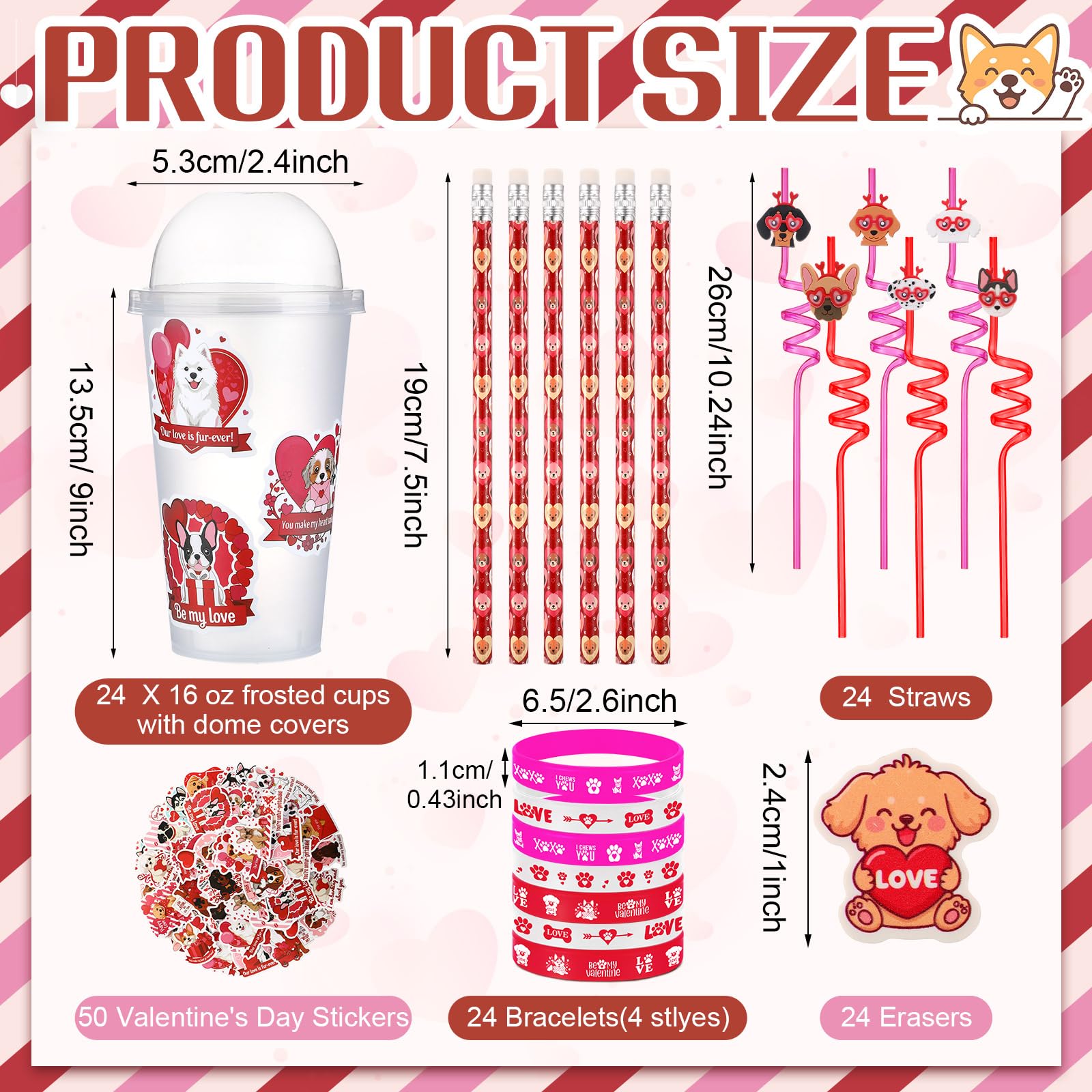 Baderke valentines pencils displaying designs, perfect for school projects and rewards.