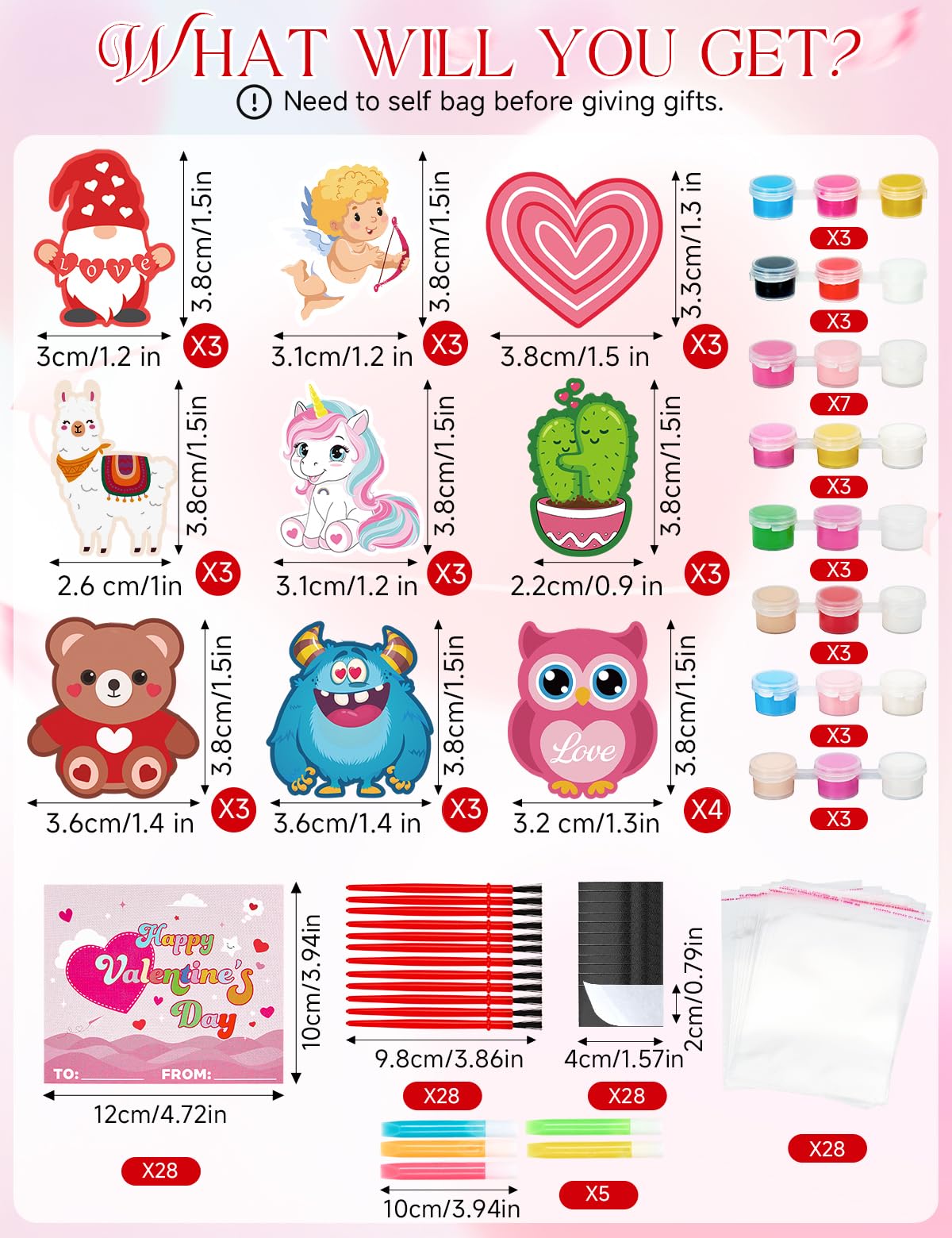 Bafeil valentines day cards 28-pack for classroom exchanges.