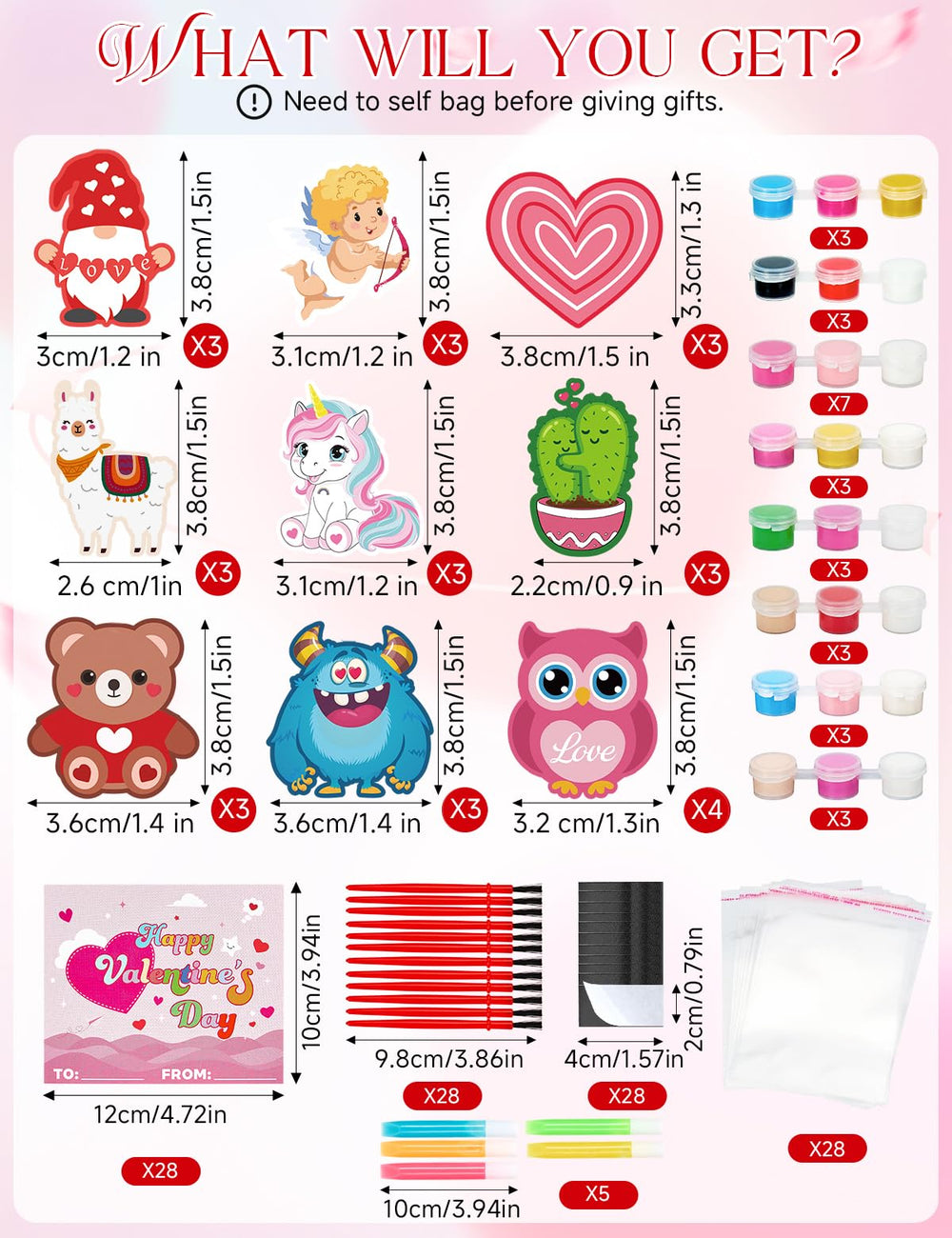 Bafeil valentines day cards 28-pack for classroom exchanges.