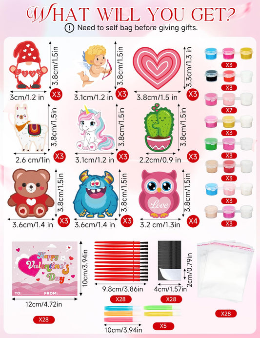 Bafeil valentines day cards 28-pack for classroom exchanges.