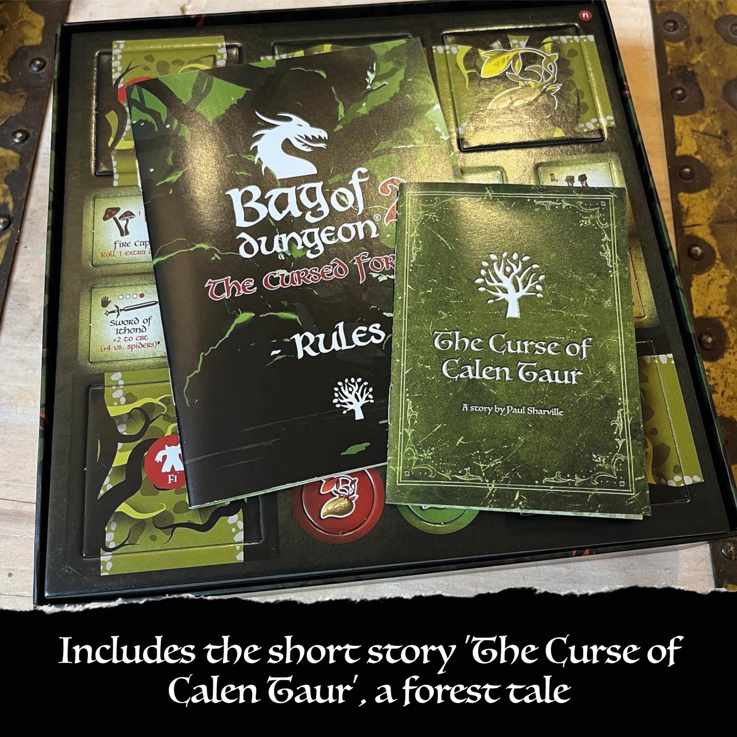 Bag of Dungeon 2 fantasy art cards set mood for game nights.